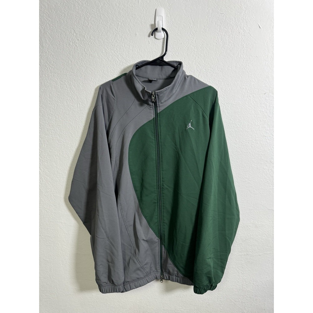 Vintage Nike Jordan Jacket Mens Large Gray Green Track‎ Full Zip Jumpman 2005